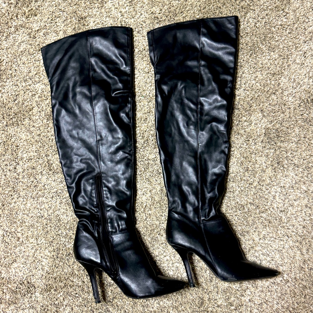 Black thigh high boots